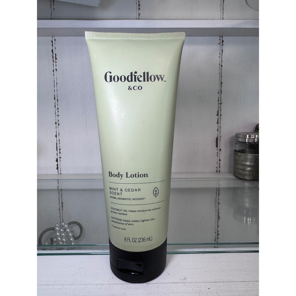 Goodfellow & Co Body Lotion Mint & Cedar Scent 8 fl oz Caffeine Hyaluronic Acid